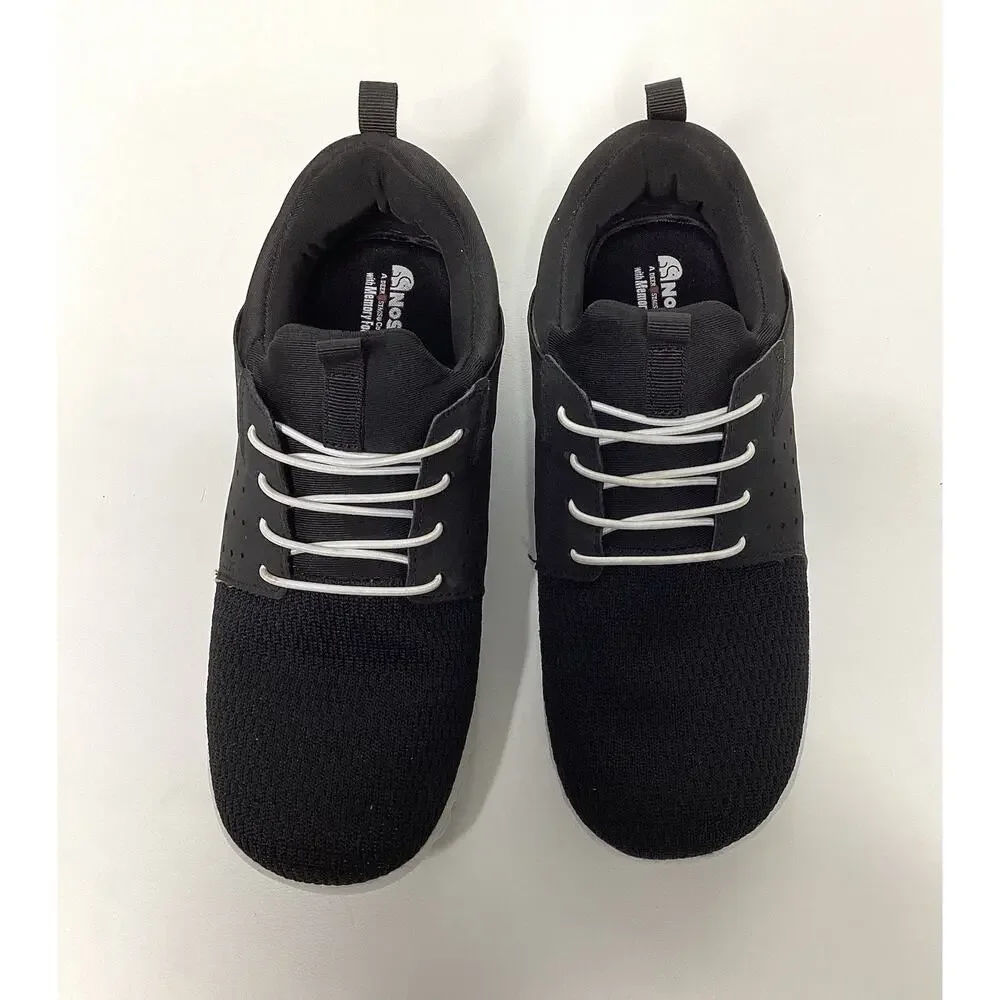 Deer Stags NoSox Bungee Lace Youth Size 5 Black/White Sneakers Fashion Slip-On